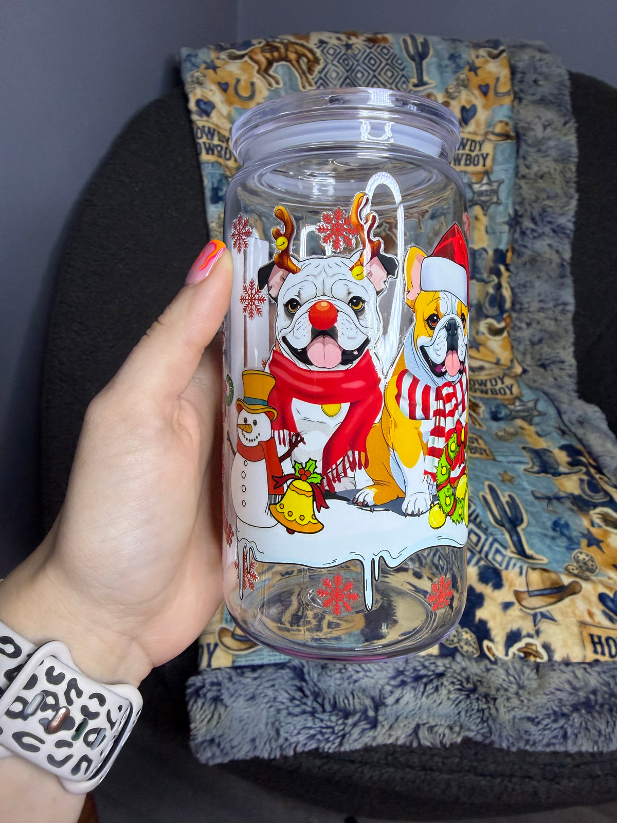 Bulldog Christmas Crew Sublimated Tumbler