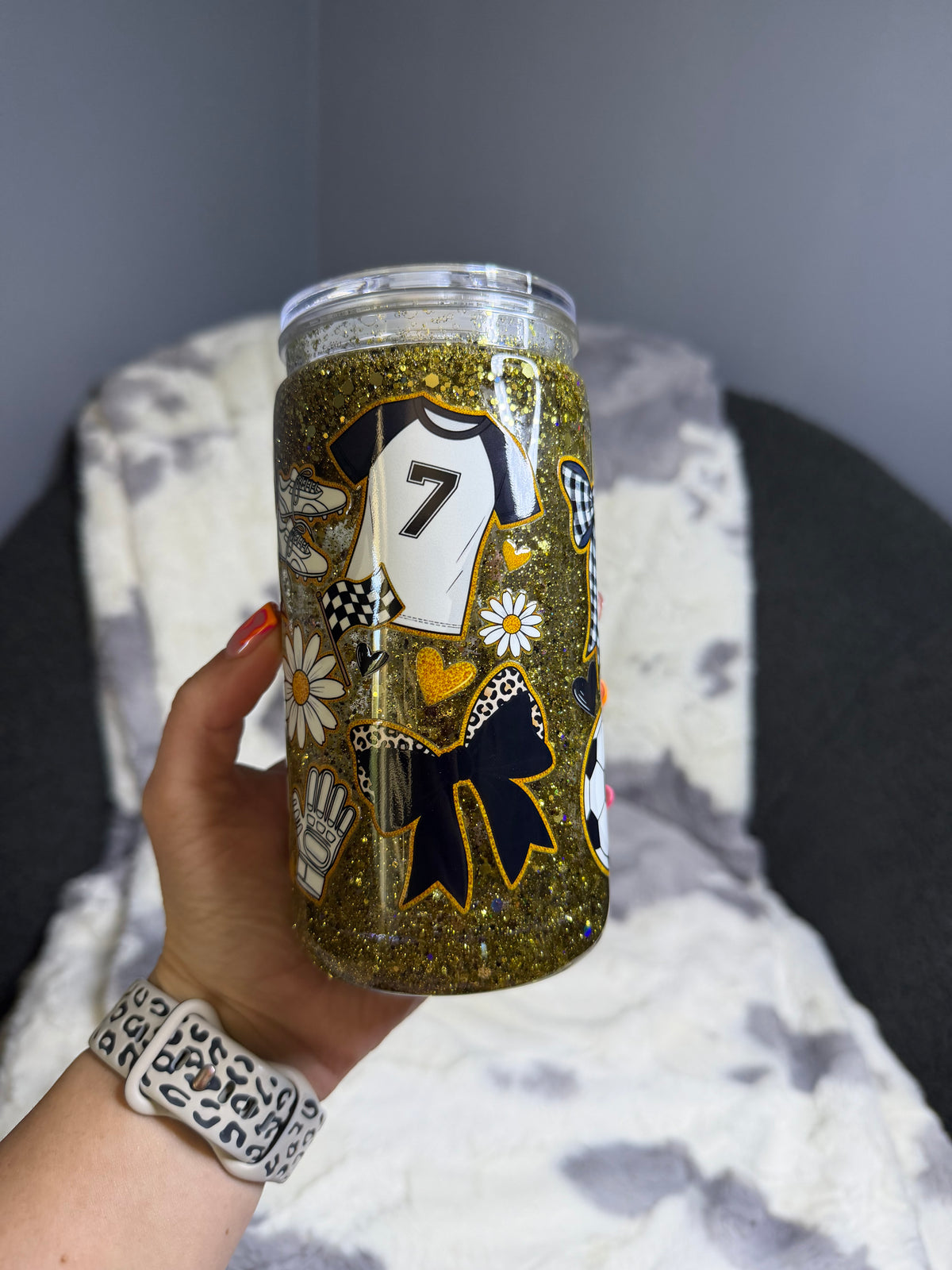 Game Day Glitter Snowglobe Tumbler