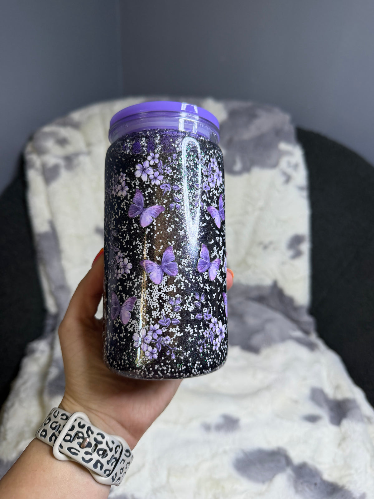 Midnight Wildflower Snowglobe Tumbler
