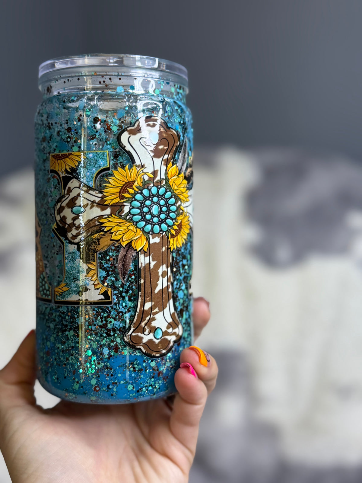 Western Skies Glitter Lava Tumbler
